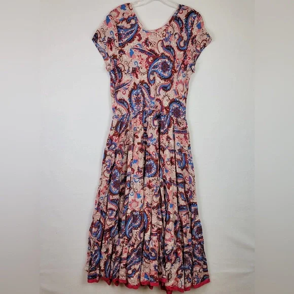 Soft Surroundings | Dresses | Soft Surroundings Kara Maxi Tiered Dress Red Burgundy  Paisley Size X | Poshmark